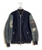 DIESELディーゼル）の古着「ダメージ加工スタジャン」｜ネイビー