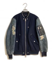 DIESEL（ディーゼル）の古着「ダメージ加工スタジャン」｜ネイビー