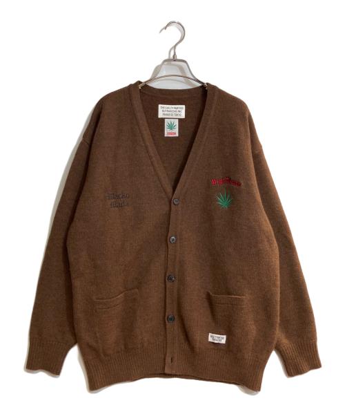 WACKO MARIA（ワコマリア）WACKO MARIA (ワコマリア) HIGH TIMES (ハイ タイムズ) ロゴ刺繍ニットカーディガン ブラウン サイズ:Lの古着・服飾アイテム