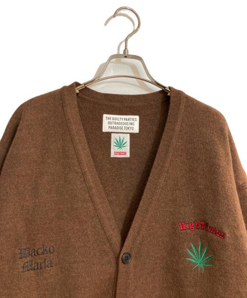 WACKO MARIA（ワコマリア）WACKO MARIA (ワコマリア) HIGH TIMES (ハイ タイムズ) ロゴ刺繍ニットカーディガン ブラウン サイズ:Lの古着・服飾アイテム