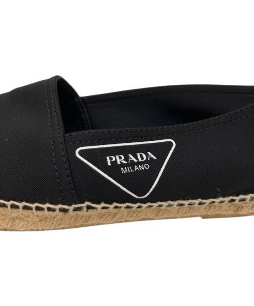 PRADA（プラダ）PRADA (プラダ) トライアングルロゴ エスパドリーユ ブラック サイズ:9の古着・服飾アイテム
