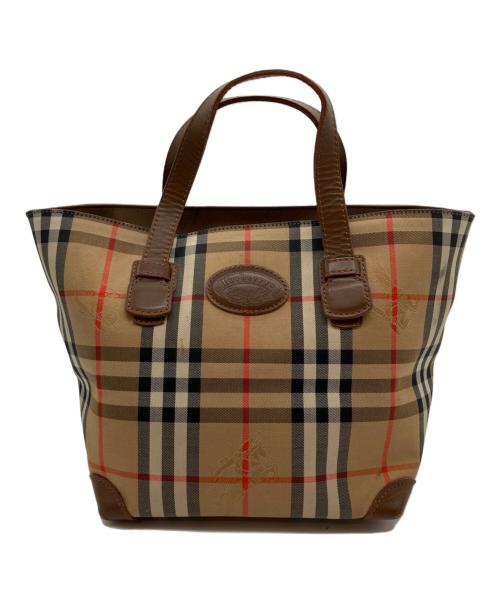 BURBERRY（バーバリー）BURBERRY (バーバリー) シャドーホース舟形ノバチェックトートバッグ ベージュの古着・服飾アイテム