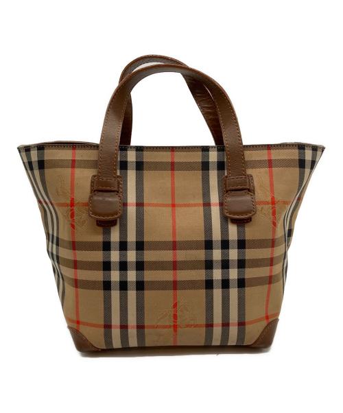 BURBERRY（バーバリー）BURBERRY (バーバリー) シャドーホース舟形ノバチェックトートバッグ ベージュの古着・服飾アイテム