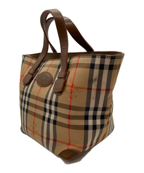 BURBERRY（バーバリー）BURBERRY (バーバリー) シャドーホース舟形ノバチェックトートバッグ ベージュの古着・服飾アイテム