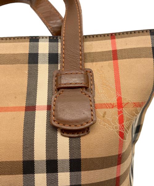 BURBERRY（バーバリー）BURBERRY (バーバリー) シャドーホース舟形ノバチェックトートバッグ ベージュの古着・服飾アイテム