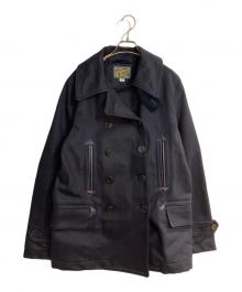 EIGHT G（エイトジー）の古着「19oz. MIDNIGHT DENIM DOUBLE LONG COAT/オンス ミッドナイト デニム ダブル ロング コート」｜ネイビー