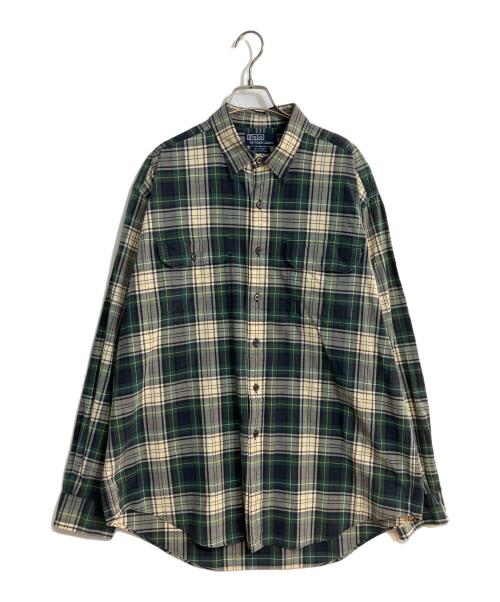 POLO RALPH LAUREN（ポロ・ラルフローレン）POLO RALPH LAUREN (ポロ・ラルフローレン) G.I. SHIRT タータンチェックシャツ グリーン×ベージュ サイズ:XLの古着・服飾アイテム
