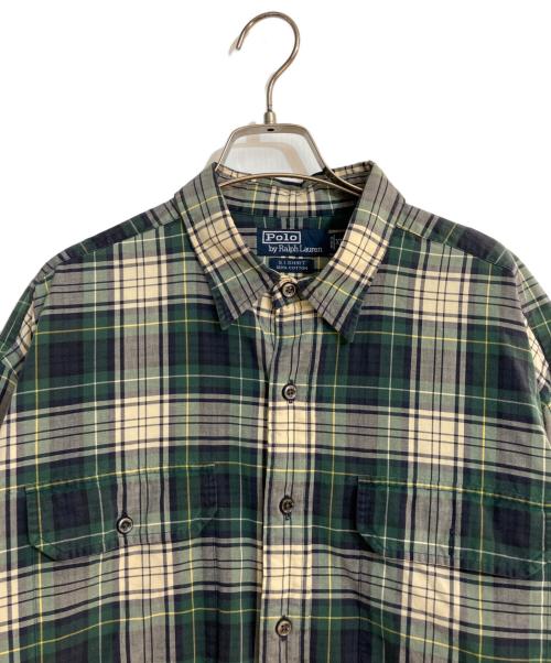 POLO RALPH LAUREN（ポロ・ラルフローレン）POLO RALPH LAUREN (ポロ・ラルフローレン) G.I. SHIRT タータンチェックシャツ グリーン×ベージュ サイズ:XLの古着・服飾アイテム