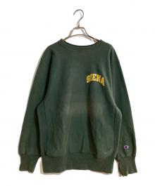 Champion（チャンピオン）の古着「両面プリントリバースウィーブスウェット」｜グリーン