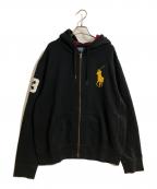 POLO RALPH LAURENポロ・ラルフローレン）の古着「ビッグポニーダブルジップパーカー」｜ブラック