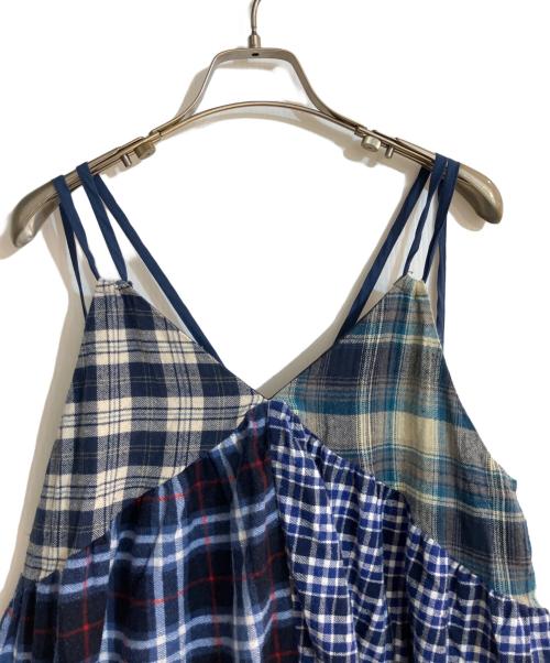 Freaba（フリーバ）Freaba (フリーバ) vintage リメイク チェック キャミドレス ブルー サイズ:1の古着・服飾アイテム