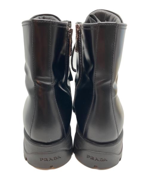 PRADA（プラダ）PRADA (プラダ) サイドジップレースアップブーツ ブラック サイズ: 38 1/2の古着・服飾アイテム