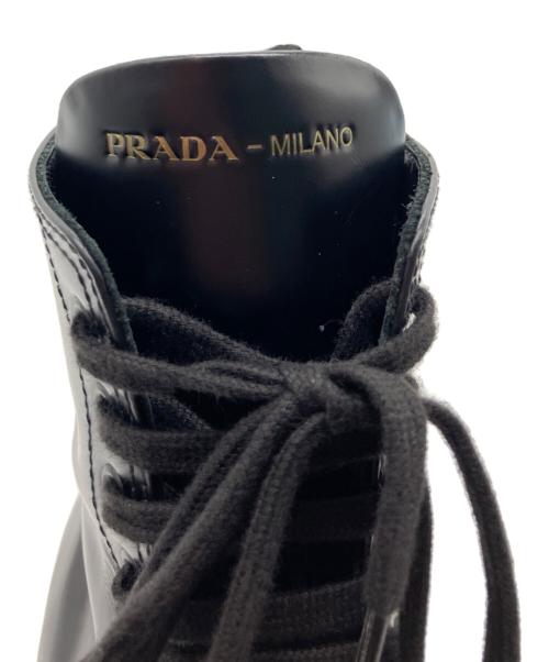 PRADA（プラダ）PRADA (プラダ) サイドジップレースアップブーツ ブラック サイズ: 38 1/2の古着・服飾アイテム
