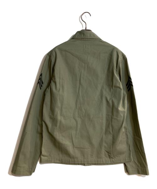 TENDERLOIN（テンダーロイン）TENDERLOIN (テンダーロイン) HBTヘリンボーンステンシルミリタリージャケット グリーン サイズ:XSの古着・服飾アイテム