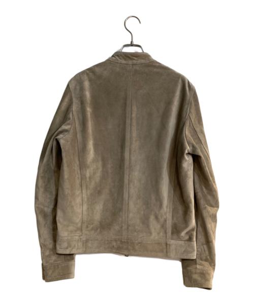 EMMETI（エンメティ）EMMETI (エンメティ) カーフスエード ライダースジャケット ベージュ サイズ:46の古着・服飾アイテム