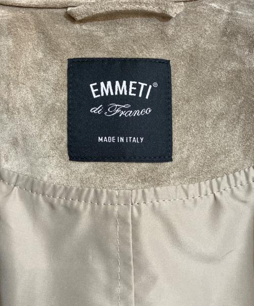 EMMETI（エンメティ）EMMETI (エンメティ) カーフスエード ライダースジャケット ベージュ サイズ:46の古着・服飾アイテム