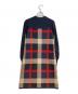 BLUE LABEL CRESTBRIDGE (ブルーレーベルクレストブリッジ) チェックジャガードニットワンピース ネイビー サイズ:36：12000円