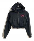 90909090）の古着「90 Logo Glitter Zip Hoodie/ナインティ ロゴ グリッター ジップ フーディー」｜ブラック
