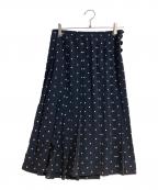 tricot COMME des GARCONSトリココムデギャルソン）の古着「サイドラインドットプリーツスカート」｜ネイビー
