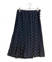 tricot COMME des GARCONS（トリココムデギャルソン）の古着「サイドラインドットプリーツスカート」｜ネイビー