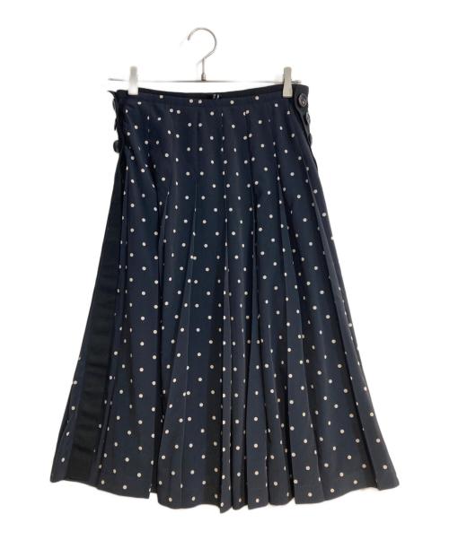 tricot COMME des GARCONS（トリココムデギャルソン）tricot COMME des GARCONS (トリココムデギャルソン) サイドラインドットプリーツスカート ネイビー サイズ:Sの古着・服飾アイテム