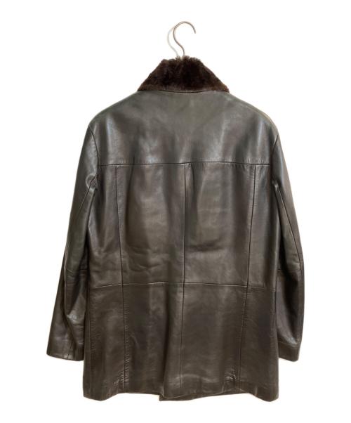 HUGO BOSS（ヒューゴ ボス）HUGO BOSS (ヒューゴ ボス) ファーカラーラムレザーコート ブラック サイズ:46の古着・服飾アイテム