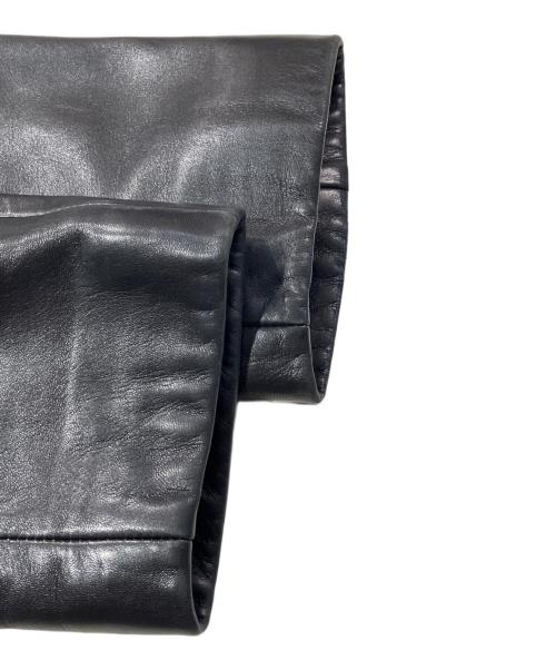 HUGO BOSS（ヒューゴ ボス）HUGO BOSS (ヒューゴ ボス) ファーカラーラムレザーコート ブラック サイズ:46の古着・服飾アイテム