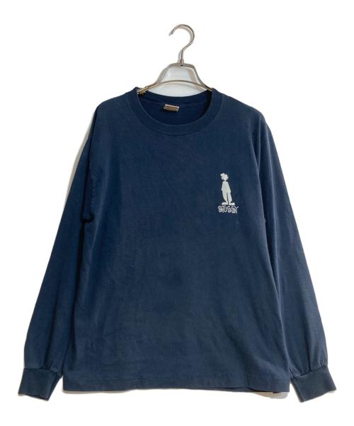 stussy（ステューシー）stussy (ステューシー) シャドーマンプリントロングスリーブtシャツ ネイビー サイズ:Ｌの古着・服飾アイテム