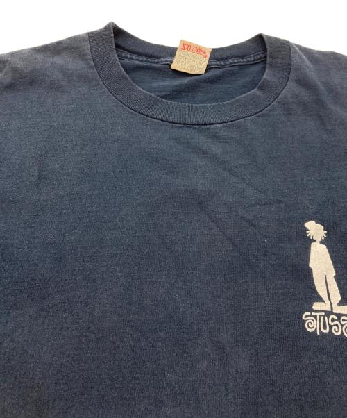 stussy（ステューシー）stussy (ステューシー) シャドーマンプリントロングスリーブtシャツ ネイビー サイズ:Ｌの古着・服飾アイテム