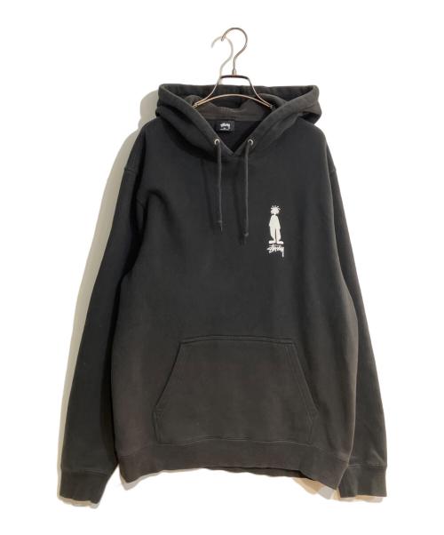 stussy（ステューシー）stussy (ステューシー) シャドーマンプリントプルオーバーパーカー ブラック サイズ:XLの古着・服飾アイテム