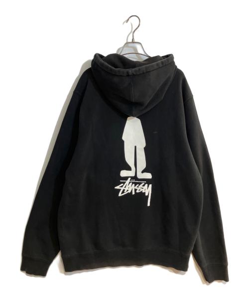 stussy（ステューシー）stussy (ステューシー) シャドーマンプリントプルオーバーパーカー ブラック サイズ:XLの古着・服飾アイテム