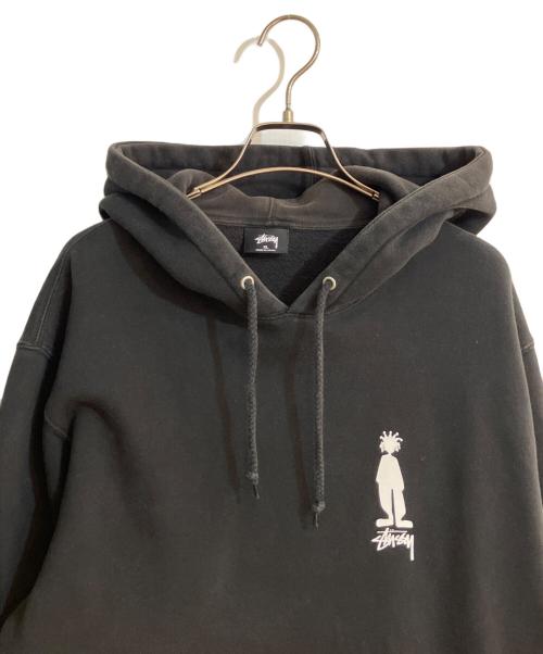 stussy（ステューシー）stussy (ステューシー) シャドーマンプリントプルオーバーパーカー ブラック サイズ:XLの古着・服飾アイテム