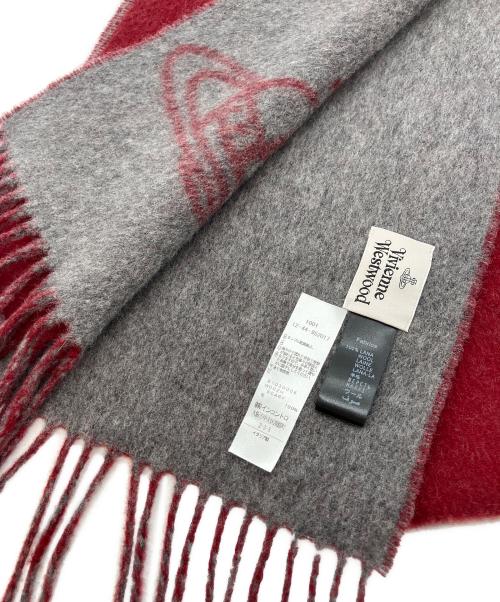 Vivienne Westwood（ヴィヴィアンウエストウッド）Vivienne Westwood (ヴィヴィアンウエストウッド) オーブプリントマフラー レッドの古着・服飾アイテム