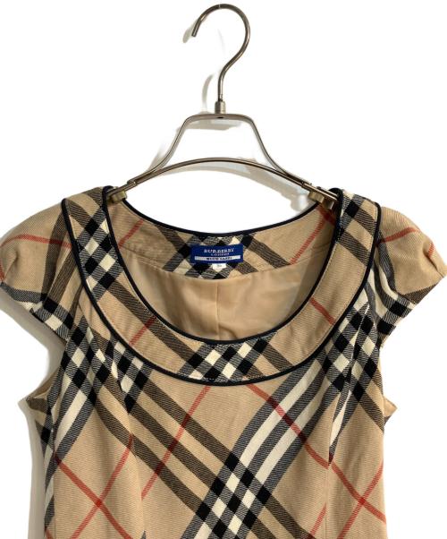 BURBERRY BLUE LABEL（バーバリー ブルー レーベル）BURBERRY BLUE LABEL (バーバリー ブルー レーベル) ノバチェックフレンチスリーブワンピース ブラウン サイズ:36の古着・服飾アイテム