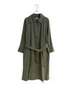 MARGARET HOWELLマーガレットハウエル）の古着「MATT COTTON TWILL ステンカラーコート/マット コットン ツイル」｜グリーン