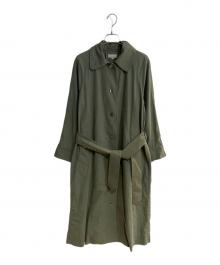 MARGARET HOWELL（マーガレットハウエル）の古着「MATT COTTON TWILL ステンカラーコート/マット コットン ツイル 」｜グリーン