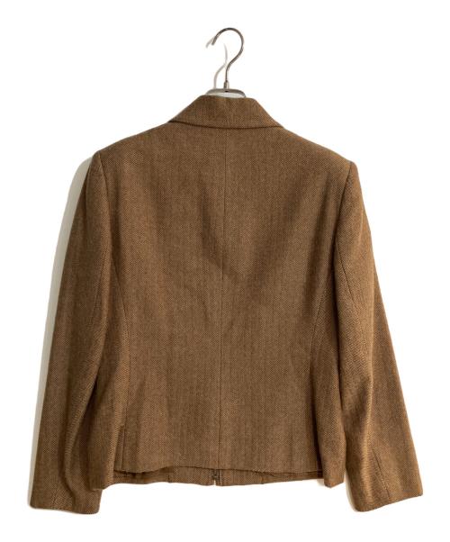 RALPH LAUREN Purple Label（ラルフ ローレン パープル レーベル）RALPH LAUREN Purple Label (ラルフ ローレン パープル レーベル) ヘリンボーンジップアップスポーツジャケット ブラウン サイズ:11号の古着・服飾アイテム