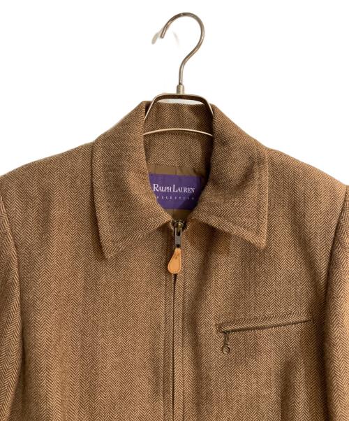 RALPH LAUREN Purple Label（ラルフ ローレン パープル レーベル）RALPH LAUREN Purple Label (ラルフ ローレン パープル レーベル) ヘリンボーンジップアップスポーツジャケット ブラウン サイズ:11号の古着・服飾アイテム