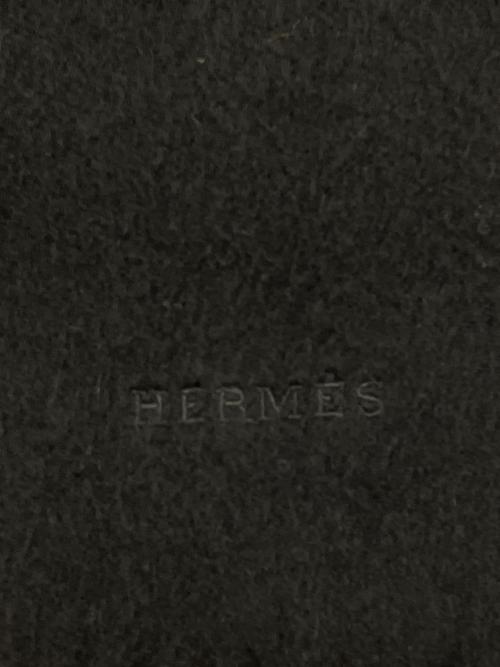 HERMES（エルメス）HERMES (エルメス) ロゴ刺繍カシミヤマフラー ブラックの古着・服飾アイテム