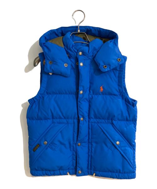 POLO RALPH LAUREN（ポロ・ラルフローレン）POLO RALPH LAUREN (ポロ・ラルフローレン) ポニー刺繍フーデッドダウンベスト ブルー サイズ:Mの古着・服飾アイテム