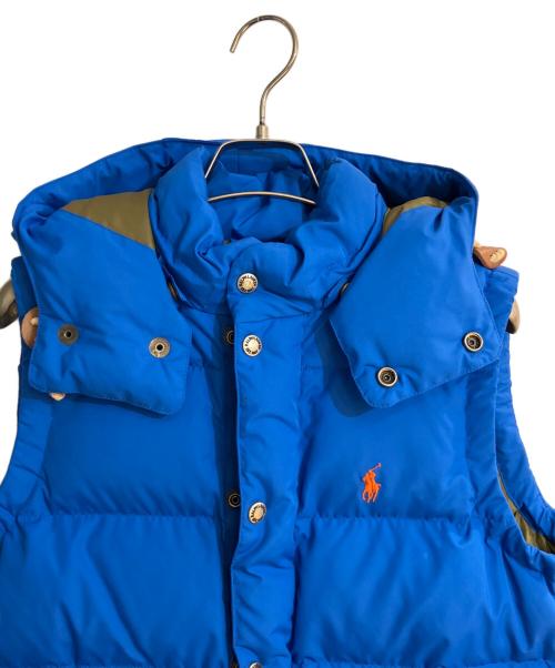 POLO RALPH LAUREN（ポロ・ラルフローレン）POLO RALPH LAUREN (ポロ・ラルフローレン) ポニー刺繍フーデッドダウンベスト ブルー サイズ:Mの古着・服飾アイテム