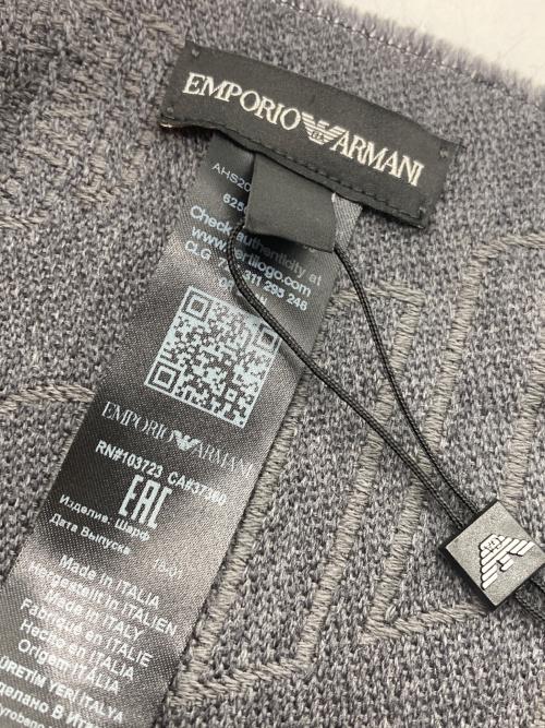 EMPORIO ARMANI（エンポリオ アルマーニ）EMPORIO ARMANI (エンポリオ アルマーニ) ロゴジャガードストール グレー 未使用品の古着・服飾アイテム