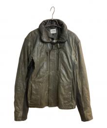 ARMANI COLLEZIONI（アルマーニ コレツィオーニ）の古着「ラムレザーレザージャケット」｜グリーン