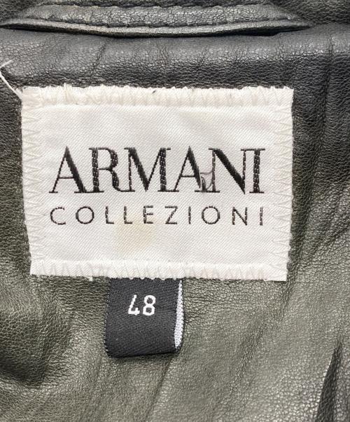 ARMANI COLLEZIONI（アルマーニ コレツィオーニ）ARMANI COLLEZIONI (アルマーニ コレツィオーニ) ラムレザーレザージャケット グリーン サイズ:48の古着・服飾アイテム