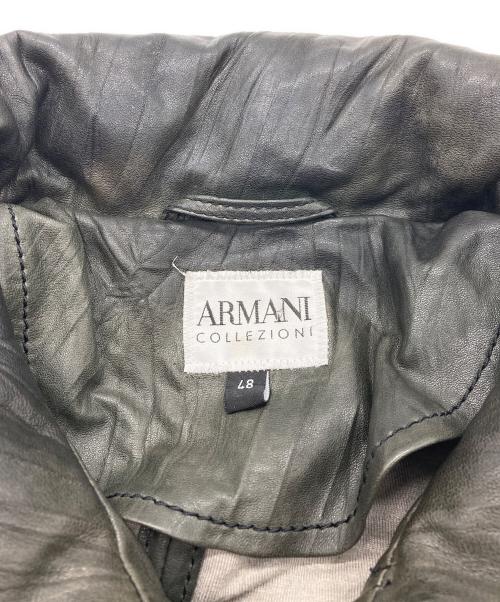 ARMANI COLLEZIONI（アルマーニ コレツィオーニ）ARMANI COLLEZIONI (アルマーニ コレツィオーニ) ラムレザーレザージャケット グリーン サイズ:48の古着・服飾アイテム