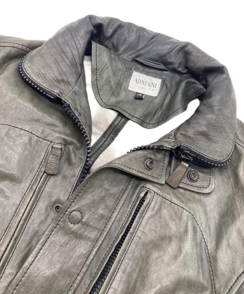 ARMANI COLLEZIONI（アルマーニ コレツィオーニ）ARMANI COLLEZIONI (アルマーニ コレツィオーニ) ラムレザーレザージャケット グリーン サイズ:48の古着・服飾アイテム