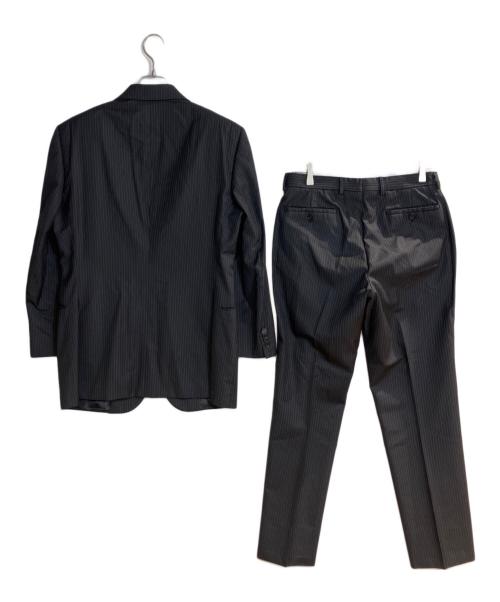 GIORGIO ARMANI（ジョルジオアルマーニ）GIORGIO ARMANI (ジョルジオアルマーニ) ピークドラペルストライプセットアップスーツ ブラック サイズ:46の古着・服飾アイテム