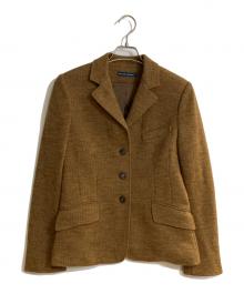 RALPH LAUREN（ラルフローレン）の古着「ヘリンボーンレザー切替ウールテーラードジャケット」｜ブラウン