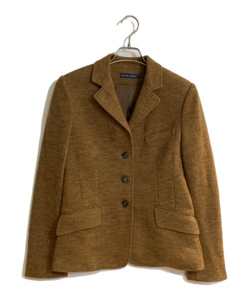 RALPH LAUREN（ラルフローレン）RALPH LAUREN (ラルフローレン) ヘリンボーンレザー切替ウールテーラードジャケット ブラウン サイズ:Ｌの古着・服飾アイテム