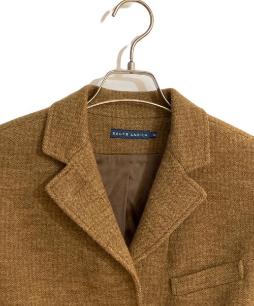 RALPH LAUREN（ラルフローレン）RALPH LAUREN (ラルフローレン) ヘリンボーンレザー切替ウールテーラードジャケット ブラウン サイズ:Ｌの古着・服飾アイテム